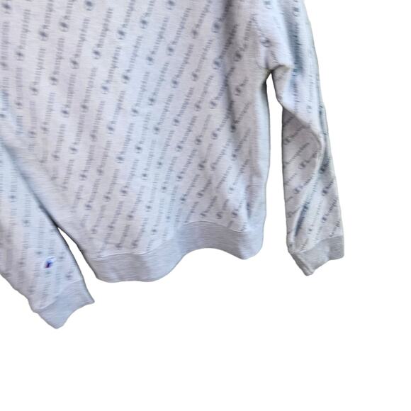 🦃 Champion Sweater Diagonal Logo Fleece Lined Gray Sweatshirt Sz Medium - Picture 6 of 9